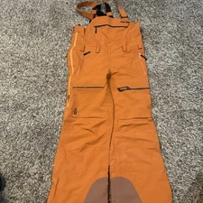 Trew Gear Snow Pants Bibs Mens Small Orange Waterproof Ski Snowboard Winter