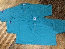 Lot Of 2 Vintage Russell Athletic Henleys Youth Large Deadstock Teal