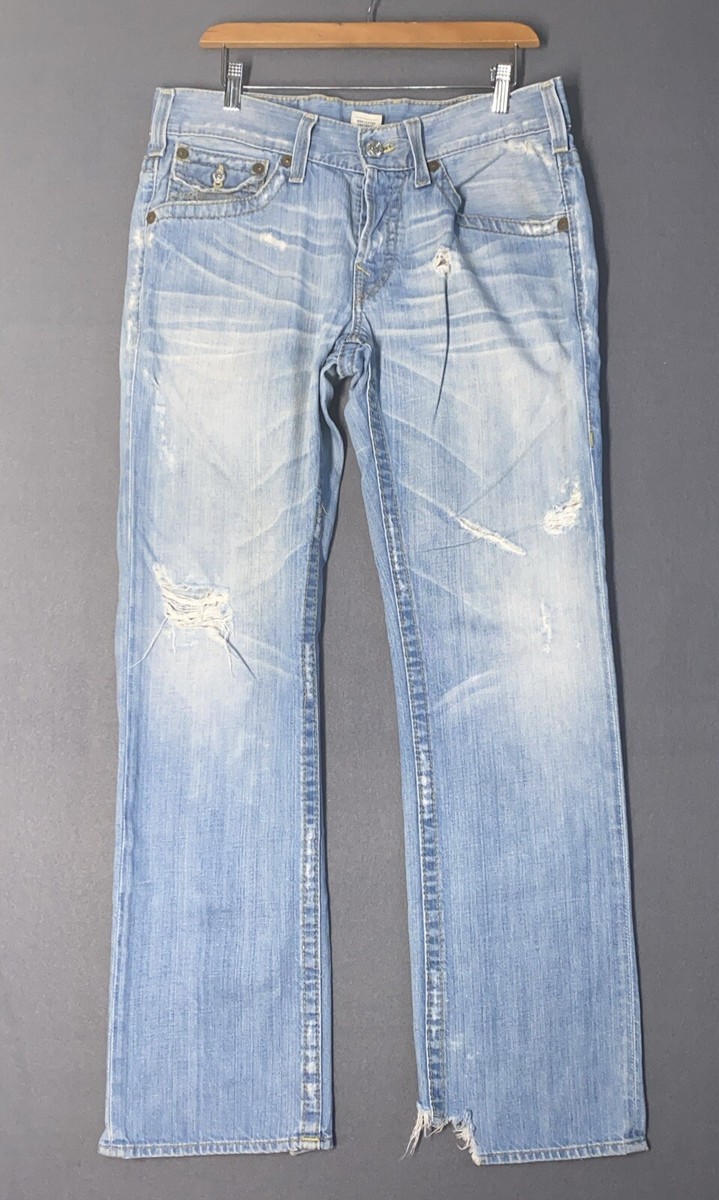 True Religion Billy Men's Distressed Denim Jeans Size 33 Inseam 32
