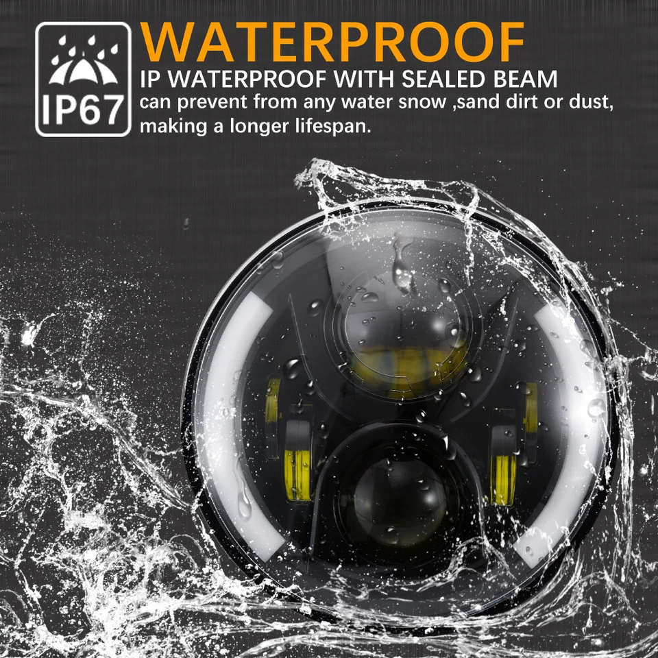 Motorcycle 7'' LED Round Headlight w/ Turn Signals Lights For Triumph Adventurer - Image 4 of 4