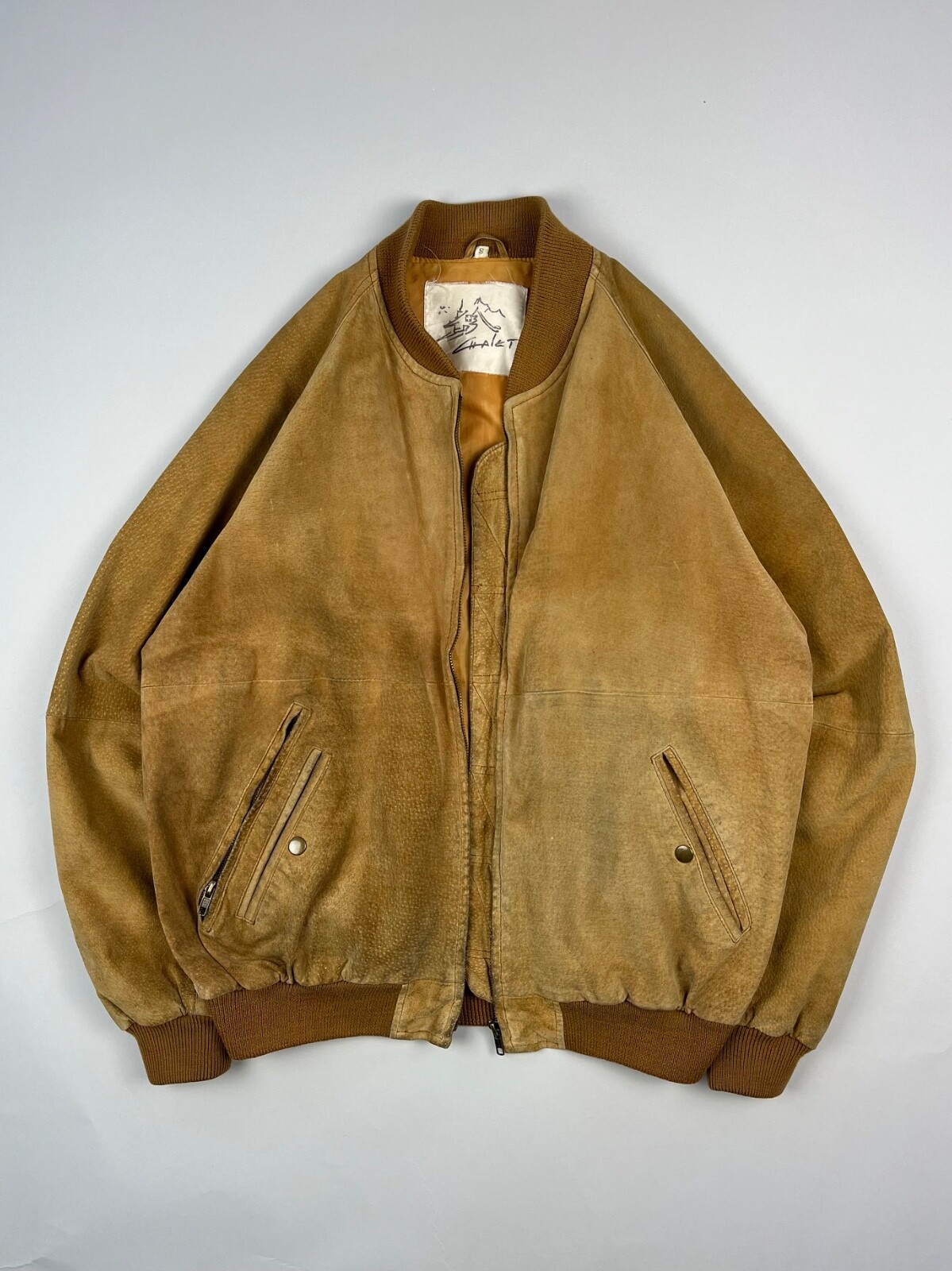 Suede Bomber Jacket Light Brown Small