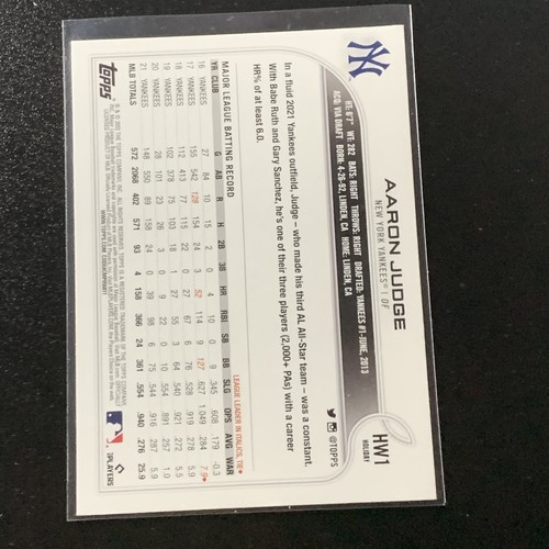 2022 Topps Holiday Aaron Judge #HW1 New York Yankees - Picture 2 of 2