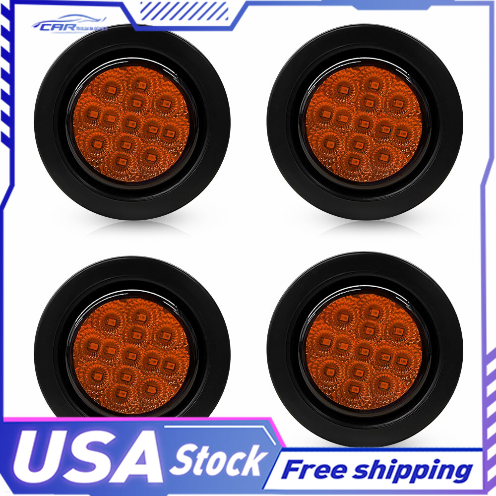 Luces de señalización laterales LED ámbar redondas de 12 V 2,5 pulgadas con ojal para camión