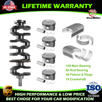 2.4L 2AZFE Engine Crankshaft +Main Rod Bearing +Pistons & Rings for Toyota Scion