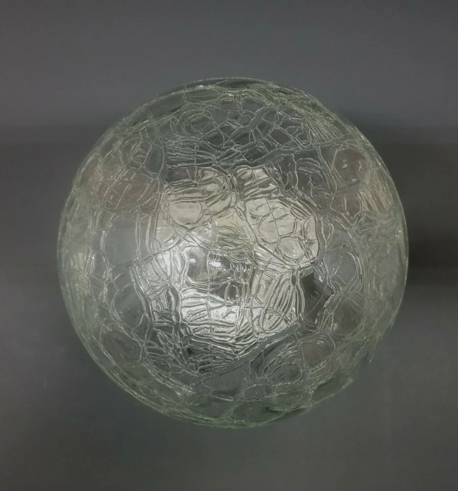Lámpara de techo de montaje empotrado transparente con luz globo de vidrio craquelado vintage de los años 60 Foto 3 de 4