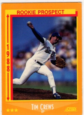 1988 Score Baseball Tim Crews No. 641 Los Angeles Dodgers