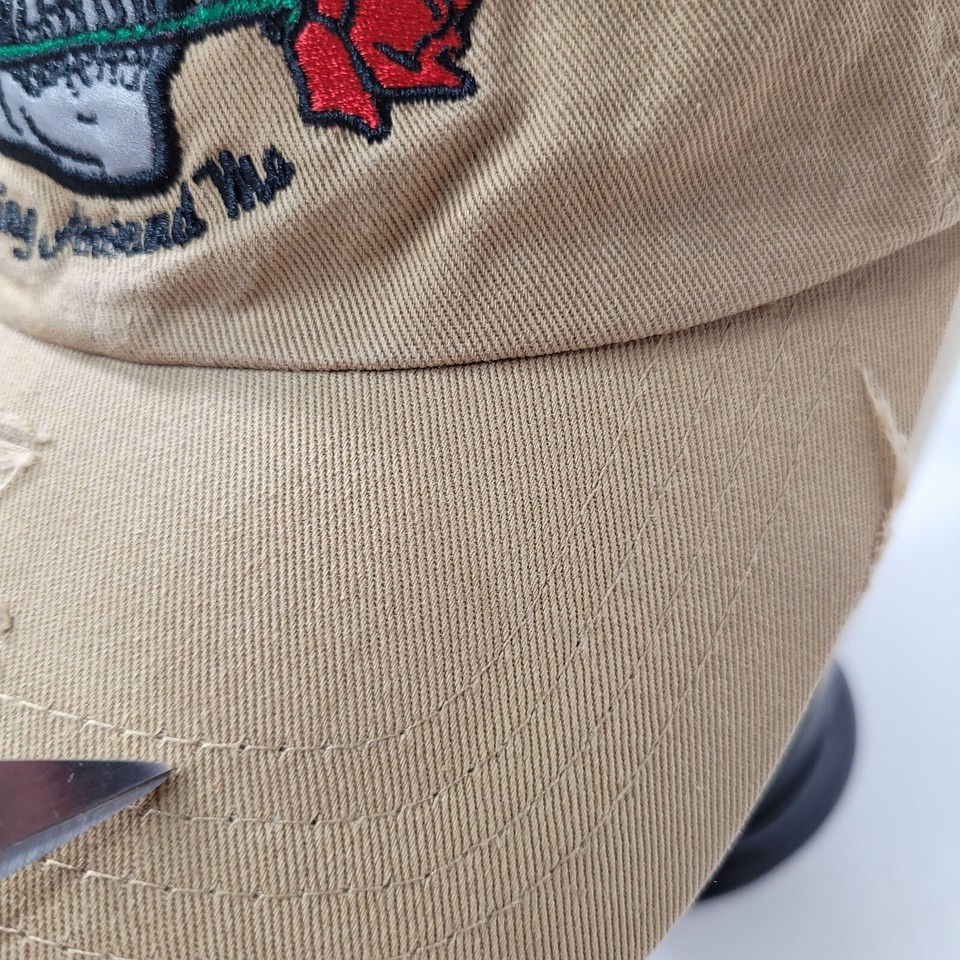 Muka Embroidered Skull Rose Cash Rules Baseball Cap Hat Strapback Tan