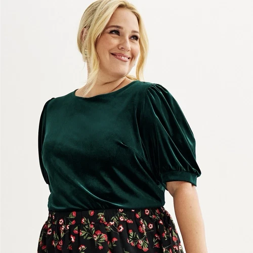 Women's Draper James Elbow Sleeve Velvet Top Sz XXL NWT