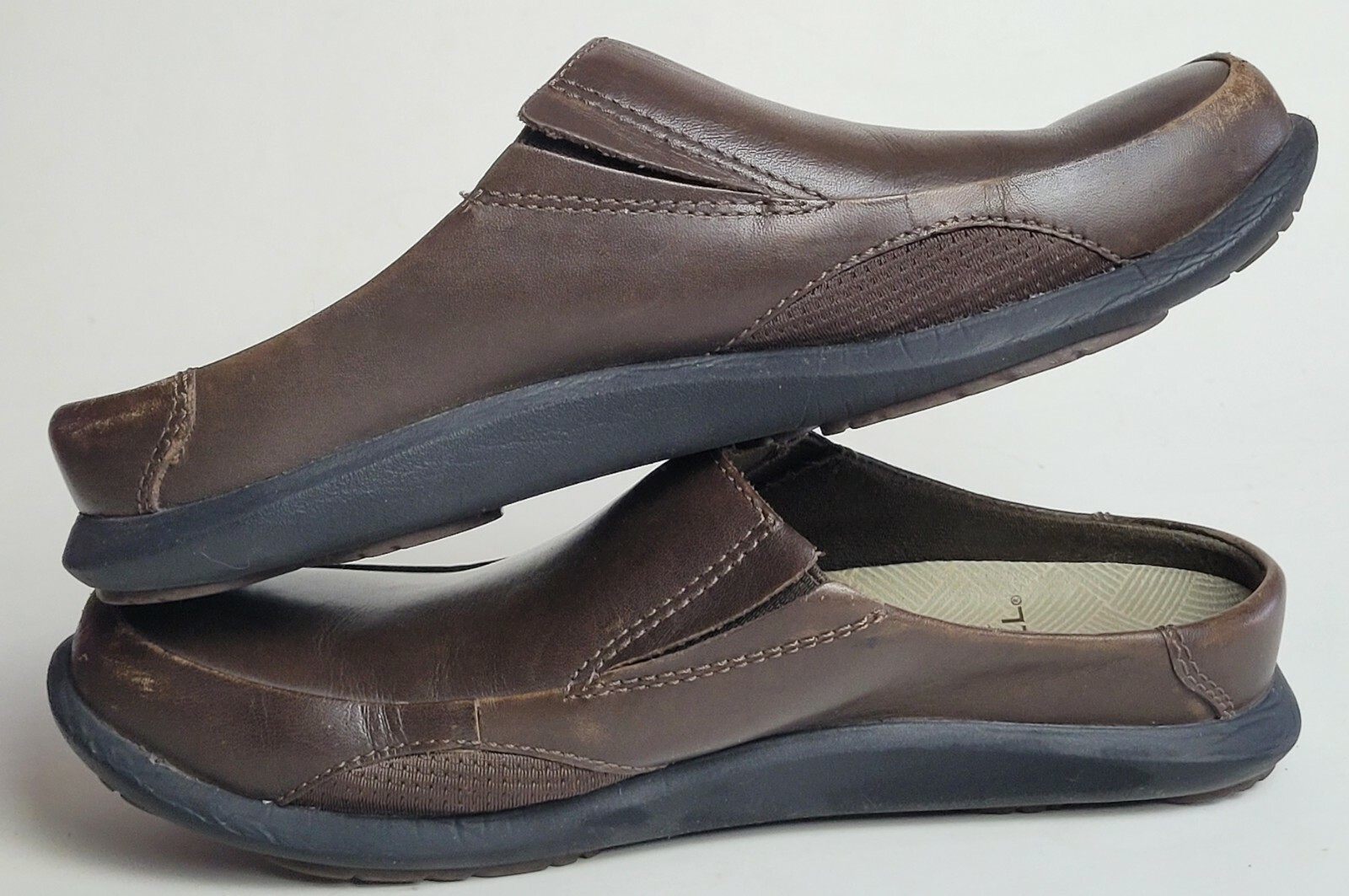 Mocassini zoccoli Merrell Quest Slide Mules da donna taglia 6 5 marroni in pelle in perfette condizioni