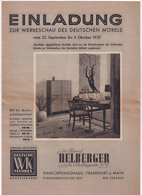 DEUTSCHE W K MÖBEL 1937: Werbeschau des deutschen Möbels bei HELBERGER FRANKFURT