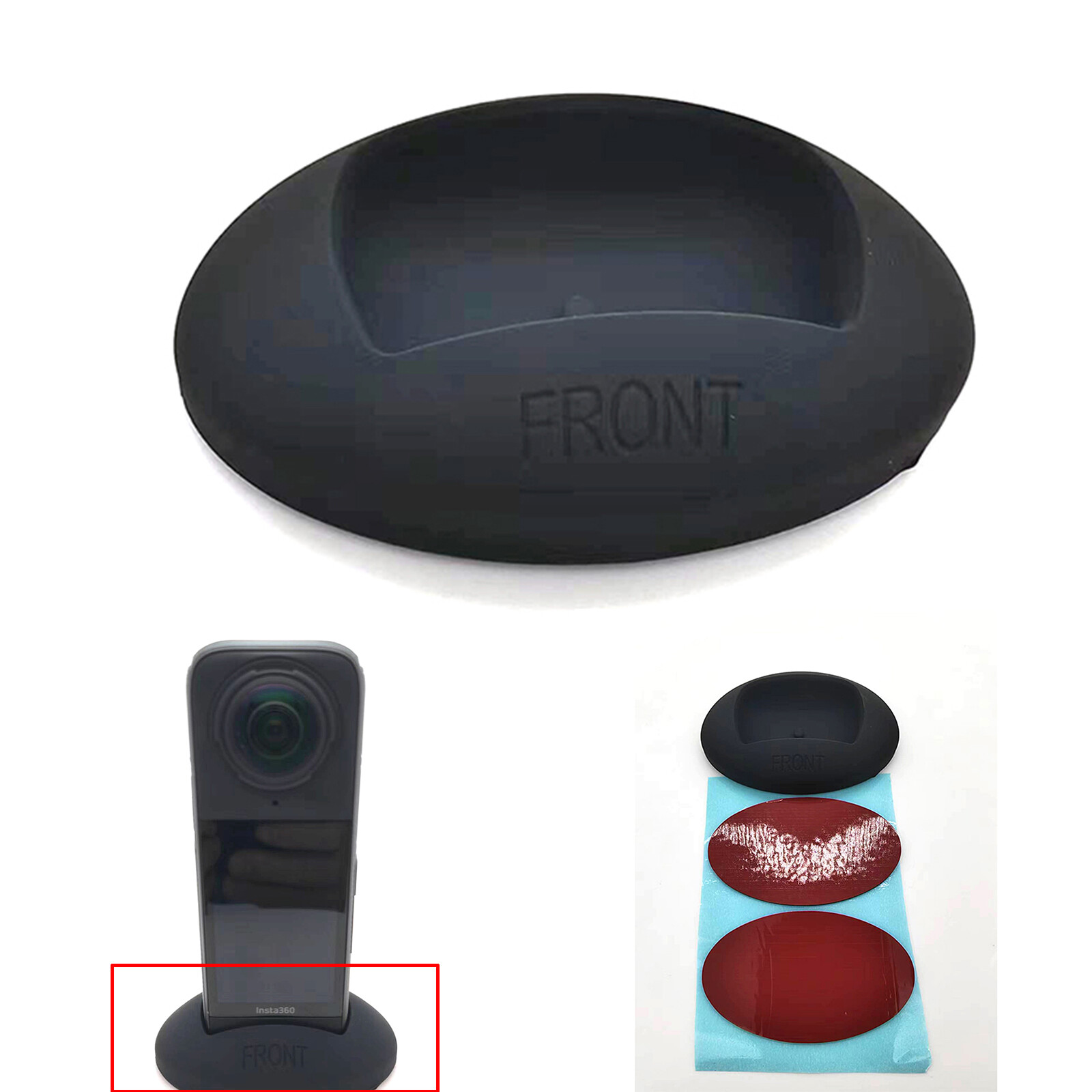 Action Camera Holder Base Silicone Car Dock with sticker For insta360 X4 Camera-image