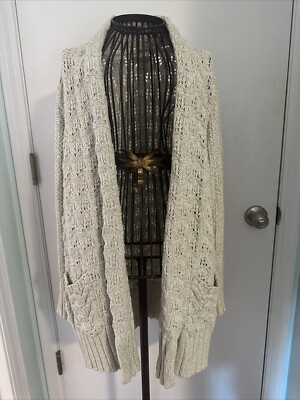 lucky brand M light gray open long sweater 