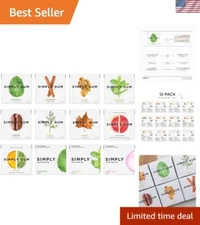 Simply's Plant-Based Chewing Gum Sampler: 12 Packs, No Artificial Additives