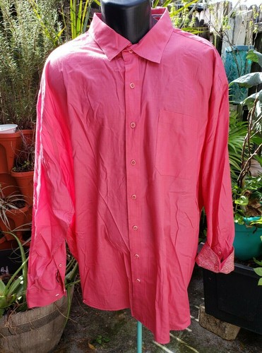 Bugatchi Uomo Classic Fit Shirt Men's 4XL XXXL Coral Pink B/D L/S Flip  Cuff_P101 | eBay