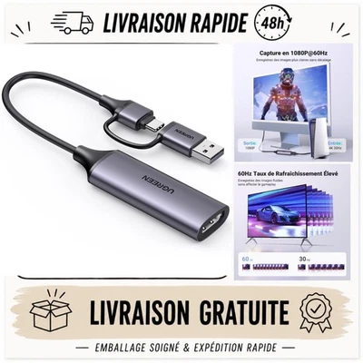UGREEN Carte de Capture Vidéo HDMI 4K 30Hz USB C 1080P 60FPS - Photo 1/4