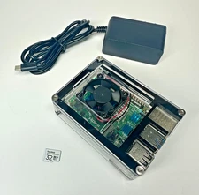 Raspberry Pi 4 Model B Quad Core 1.5GHz 2GB RAM, 32 SD, PS with clear case.