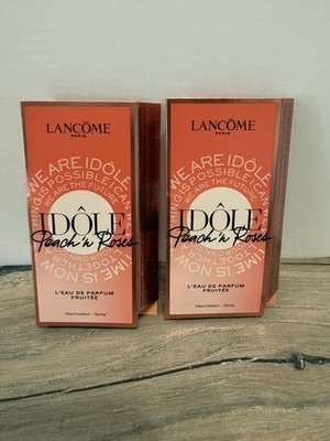 Lot Of 2 Lancome Idole Peach 'N Roses Eau de Parfum Fruitee Sample Spray .04oz