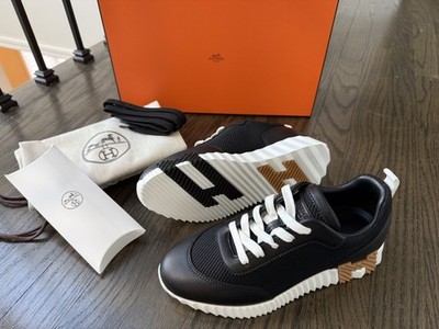 NEW HERMES Bouncing black mesh goatskin Sneaker women 37.5 w