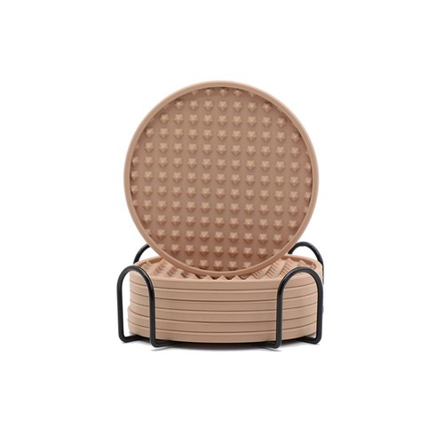 6 Stück Silikon Untersetzer Rund Rutschfest Tasse Matten Getränke Tisch Glas Pad mit Halter - Bild 12 von 24