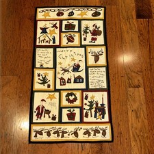 Handmade Christmas Quilted Throw Wall Hanging Santa Manger Ornaments 40 X 22