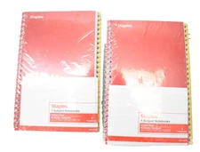 Lot of 6 Staples 1 Subject Notebooks College Ruled 5" x 7.75" 80 Sheets Assorted