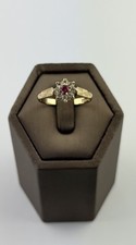 Ruby And Moissanite 9ct Gold Ring , Vintage And Hallmarked