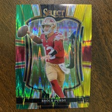 2025 Panini Select Football Brock Purdy Green/Yellow Shock Parallel #117