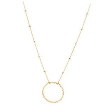 18K Gold Plated Circle Pendant Necklace Long Satellite Beaded Chain Jewelry