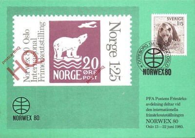 Ansichtskarte>>Norwegen, Eisbär, Briefmarkenmotiv, Norwex 80