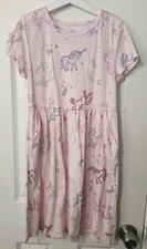 Wonder Nation Girls Dress Size Large 10/12 Pink Unicorn Pockets Short Sleeve