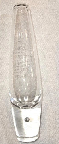Vintage Steuben Teardrop Bud Vase Clear Crystal Suspended Air Bubble Base