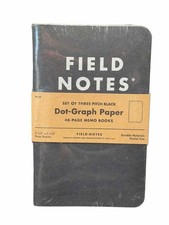 3 Pack Field Notes Pitch Black Dot-Graph Paper 48 Page Memo Books 3-1/2 X 5-1/2