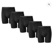 Member's Mark Men's 5-Pack Cotton Stretch Boxer Brief Size Small, Black