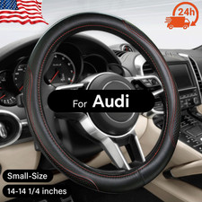 Genuine Black Leather Car Steering Wheel Cover Small 14 For Audi A1 Q2 A3 A5 Genuine Black Leather Car Steering Wheel Cover Small 14 For Audi A1 Q2 A3 A5