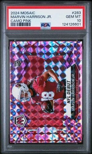 2024 PANINI MOSAIC CAMO PINK #283 MARVIN HARRISON JR. ROOKIE RC PSA 10