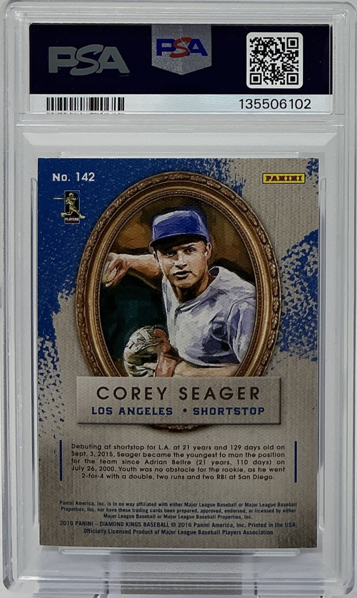 Corey Seager Rookie PSA 10- 2016 Panini Diamond Kings Portrait- Dodgers, Rangers view 6