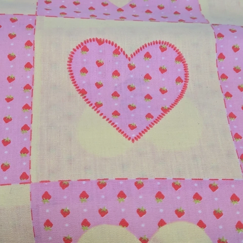 Moinhos de primavera corações rosa e amarelo 3 jardas vintage - 1980's Strawberry Shortcake - Imagem 3 de 4