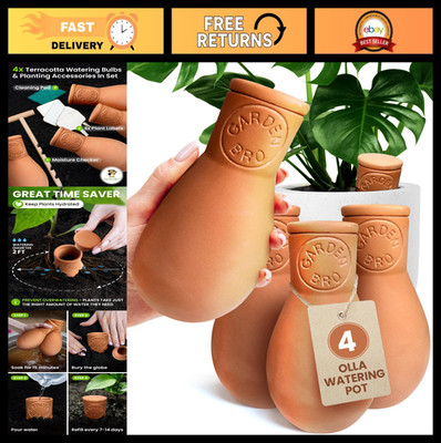 4 Pcs Large Terracotta Self-Watering Globes - 14 Oz Clay Plant Watering Pots for