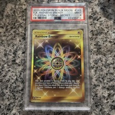 PSA 9 2018 Pokemon Sun & Moon Full Art RAINBOW ENERGY Celestial Storm Secret 183 on eBay