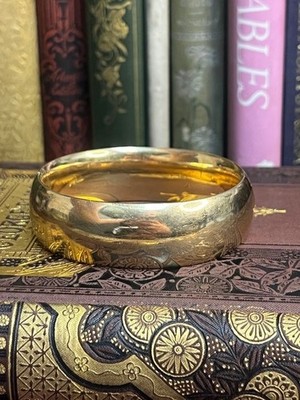 Antique Gold Filled Wide Floral Bangle Bracelet Monogramed V1855
