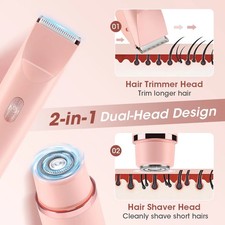 In 1 Womens Hair Remover Double Head Electric Shaver Facial Painless Trimmer