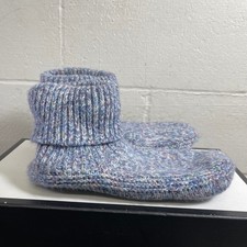 Bombas Gripper Slipper Bootie Blue Sherpa Lined Pull On Sz M M 7-9.5/W 9-11.5 