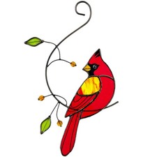 Cardinal Stained Glass set Red Bird Suncatcher Window Art Decor New