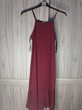 AND Deep Red Square Neck Midi Dress - Size 8 - Adjustable Straps - Elegant