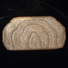 Vintage Satin Handmade Miranda Beaded Clutch Coin Purse Bag Made In Japan