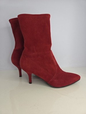 Stuart Weitzman Red suede High heeled sock boots Sz 6.5 Going out-Date-Party
