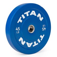 Titan Fitness 45 LB Economy Olympic Bumper Plate, Color-Coded Blue, Single Plate