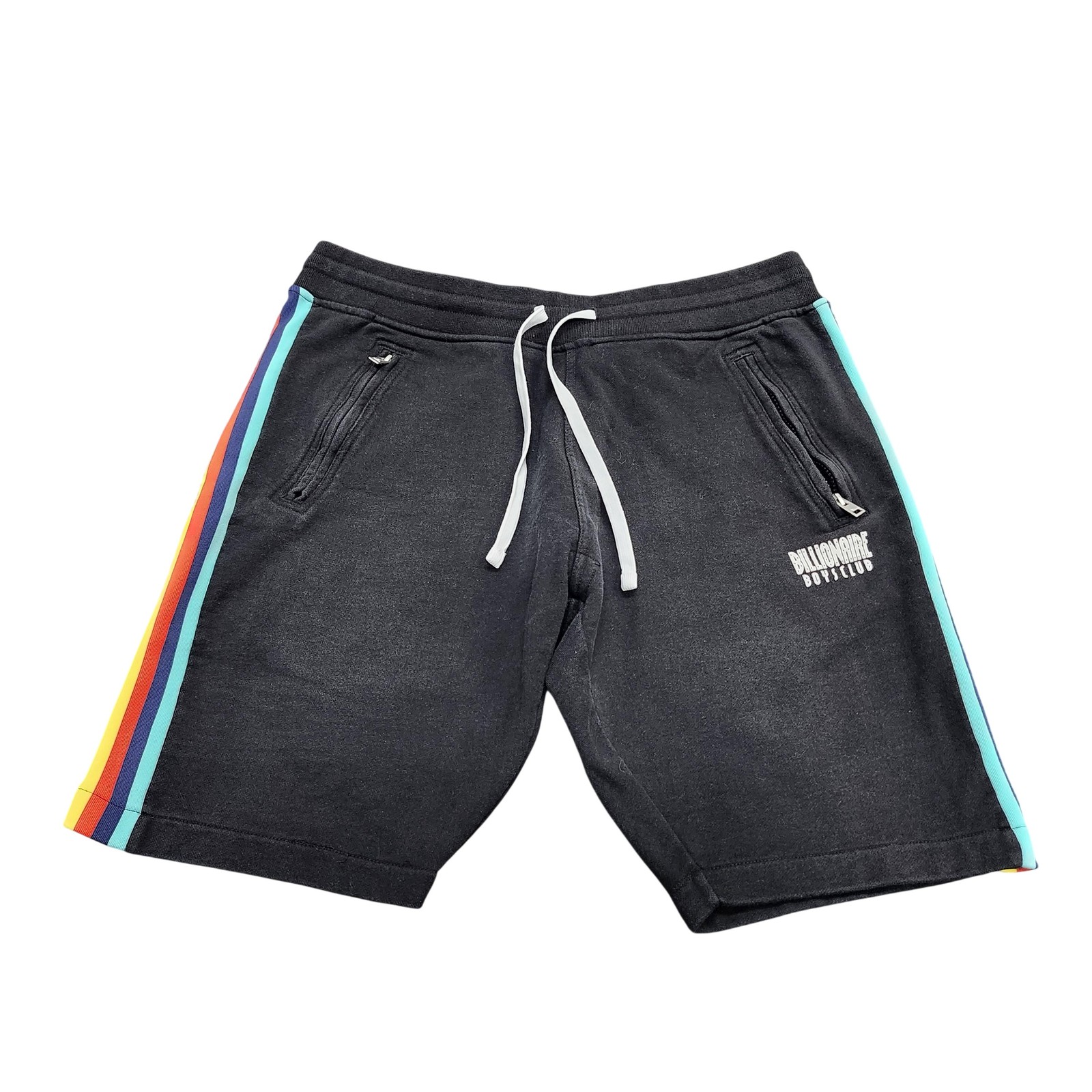 Billionaire Boys Club Shorts Mens XL Black Sweat Rainbow Stripe Zip Pockets Gym