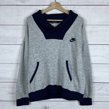 Vintage 80s Nike Blue Tag Sweatshirt Pullover Size Large Shawl Neck Women s
