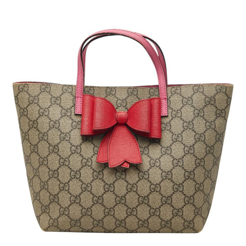Gucci Gg Children'S Ribbon Handbag 457232 Beige Pink Pvc Leather Ladies